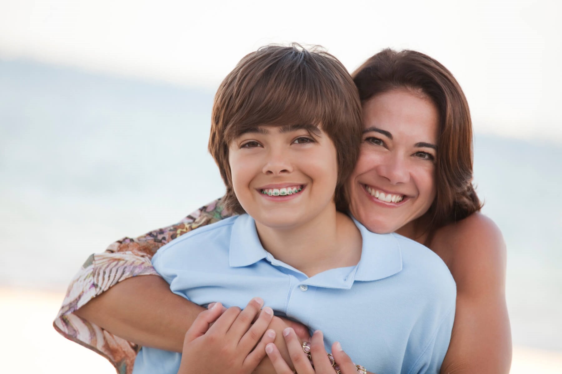 Woman And A Young boy Smiling Joyfully at Cambridge Massachusetts